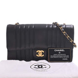 CHANEL Lambskin Mademoiselle Coco Mark Chain Shoulder Bag Black Ladies