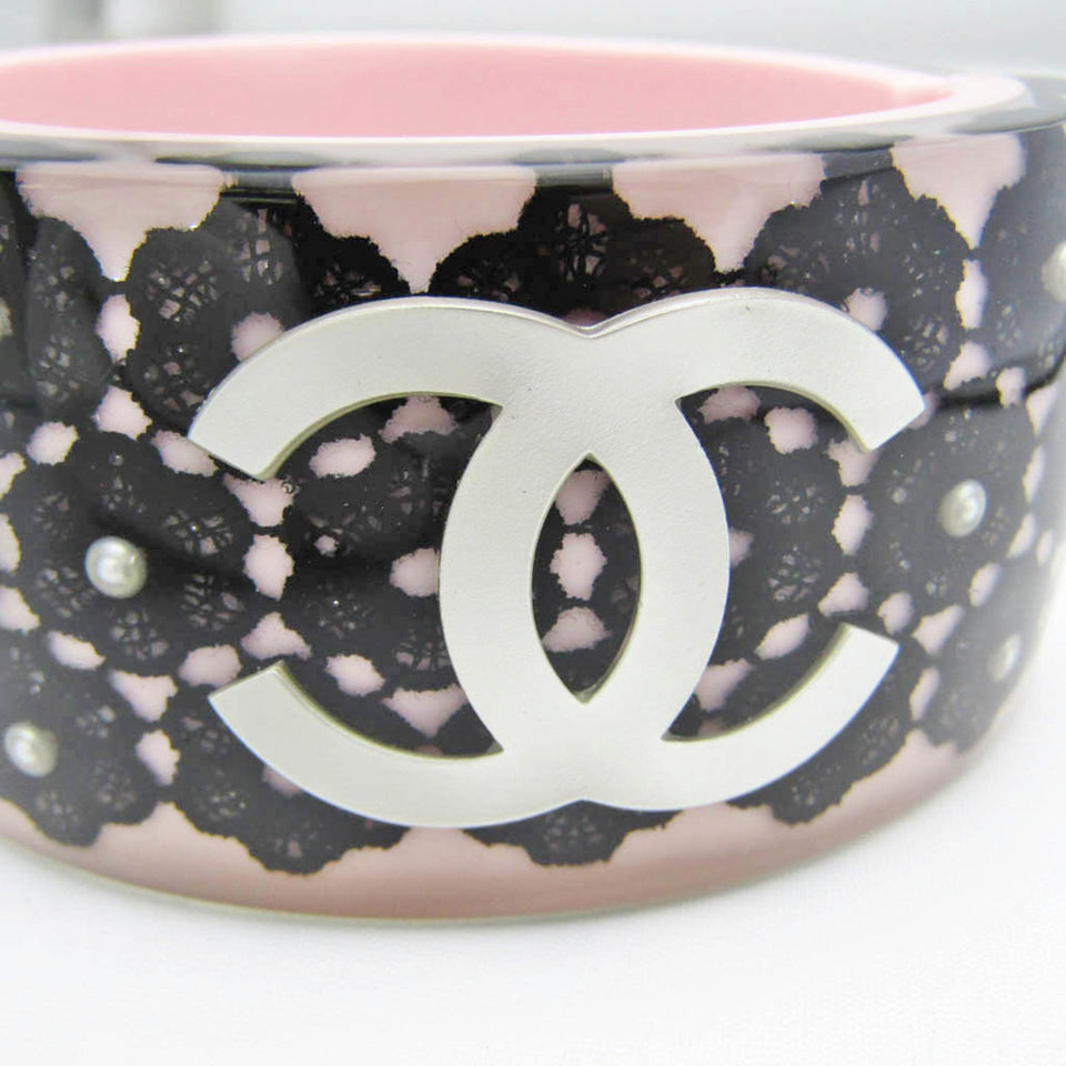 CHANEL Here Mark Resin Bangle Black,Pink