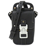 CHRISTIAN DIOR Bag Men's Shoulder Pouch Leather Saddle Vertical Black Micro
