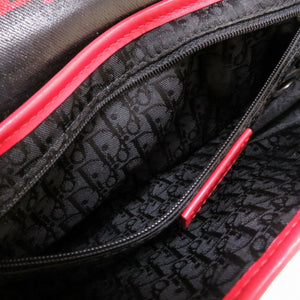 Christian Dior x John Galliano Hardcore Saddlebag Leather Black Red Handbag