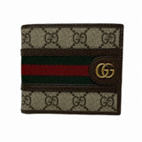 GUCCI Offideia 597609 Brown PVC x Leather Wallet Bifold Men's