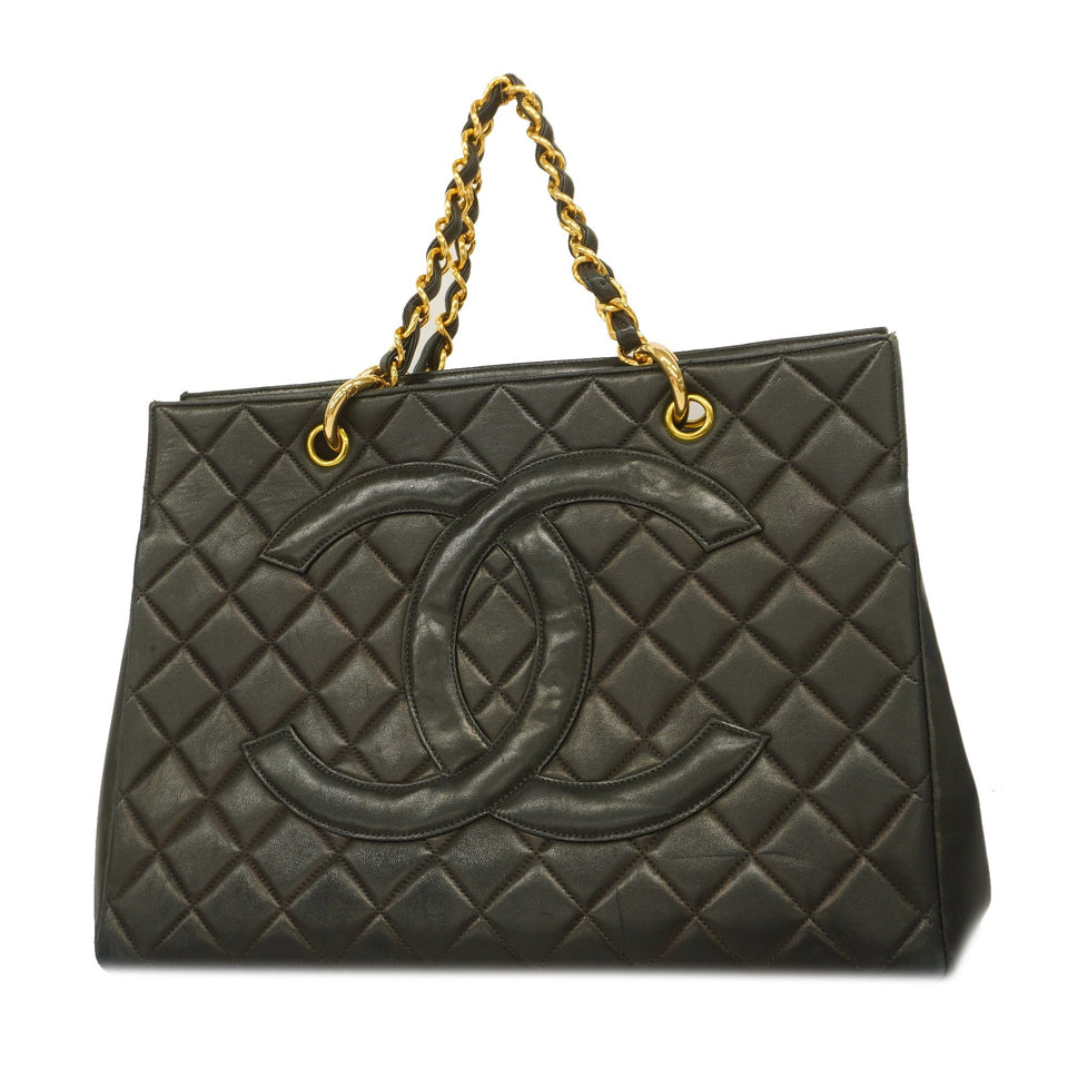 CHANELAuth  Matelasse Chain Tote Bag Women's Leather Tote Bag Beige
