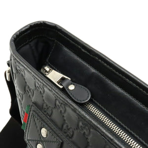 GUCCI sima Shoulder Bag Leather Black 322080