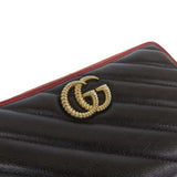 GUCCI GG Marmont Leather Round Long Wallet 573810 Black/Red Women's