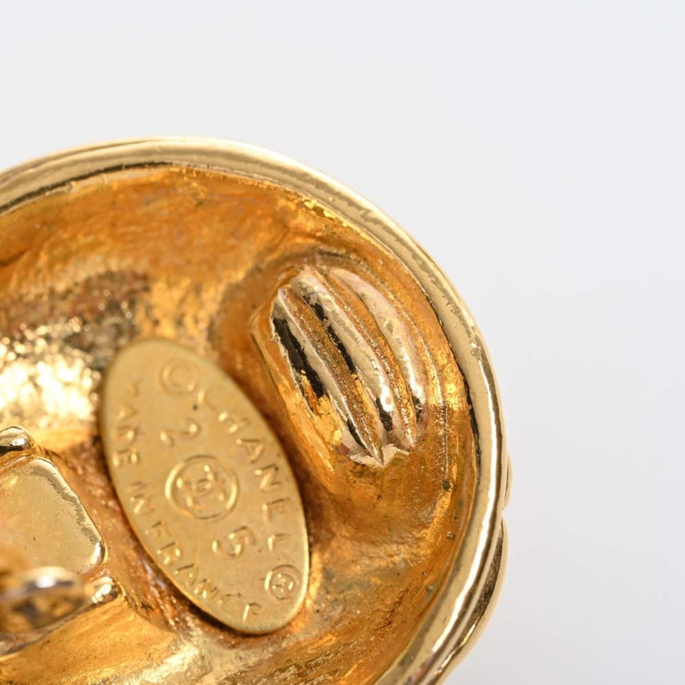 CHANEL Matelasse Coco Mark Round Earrings Gold Women's