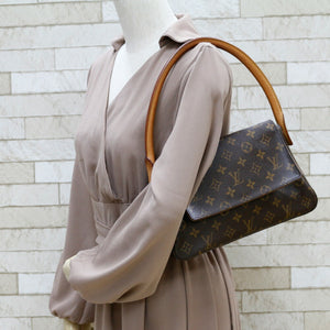 Louis Vuitton Handbag Monogram Mini Looping Brown Women's Leather