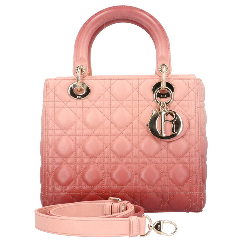 CHRISTIAN DIOR Dior Lady Cannage Shoulder Bag Leather Pink Ladies