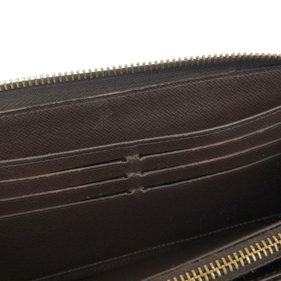 LOUIS VUITTON Zippy Wallet Long N41661 Damier Canvas Brown MI2156 Unisex