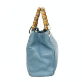 Gucci Shoulder Bag Bamboo Handbag Blue Ladies
