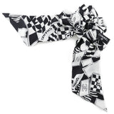 CHANEL Ribbon Scrunchie Other Accessories Coco Mark Logo Silk Black/White Women's