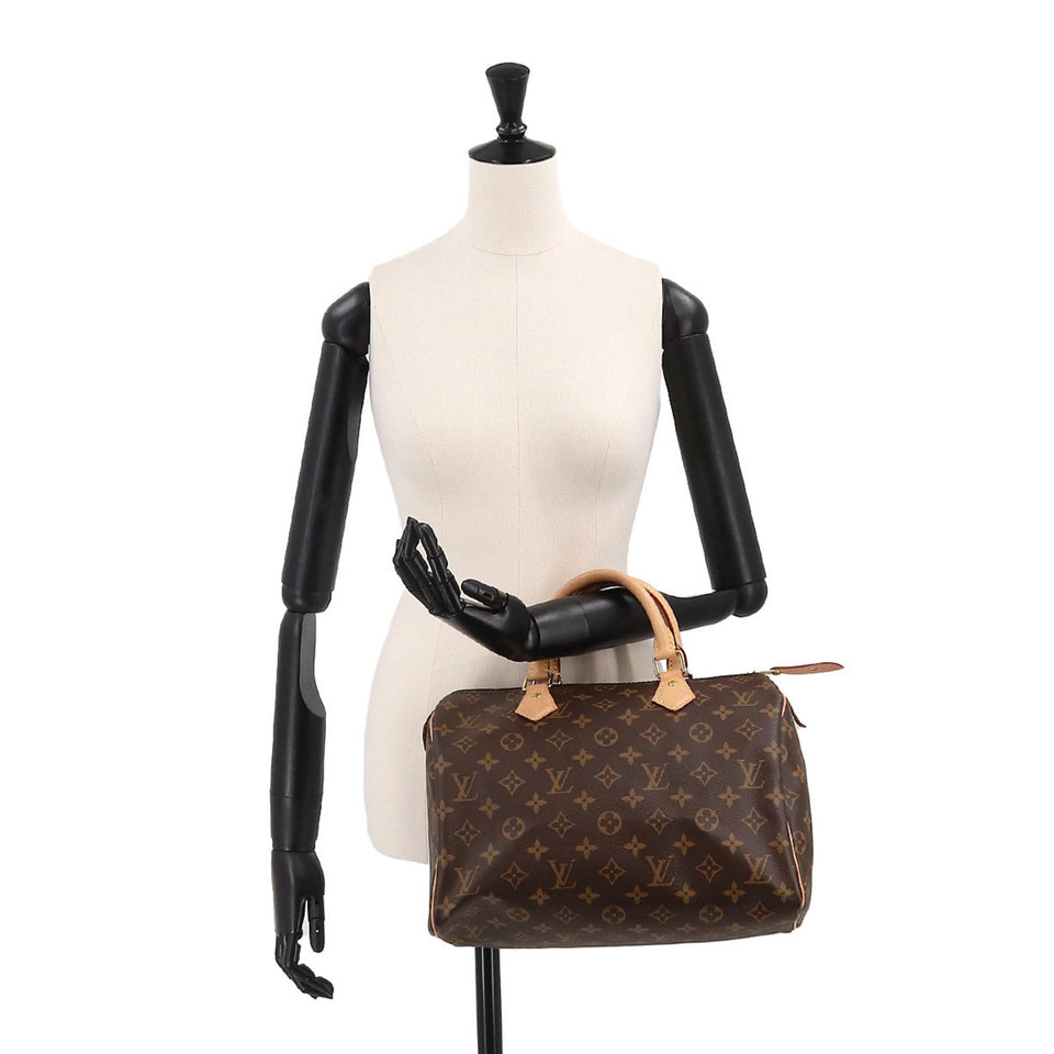LOUIS VUITTON Monogram Speedy 30 Hand Bag Brown M41108 RFID Gold Hardware