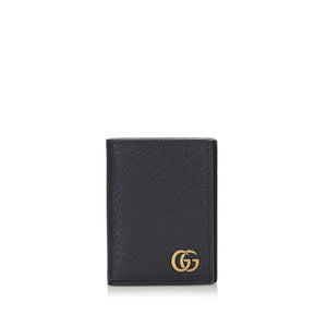 Gucci GG Marmont Double Card Case Business Holder 428737 Black Leather Ladies GUCCI