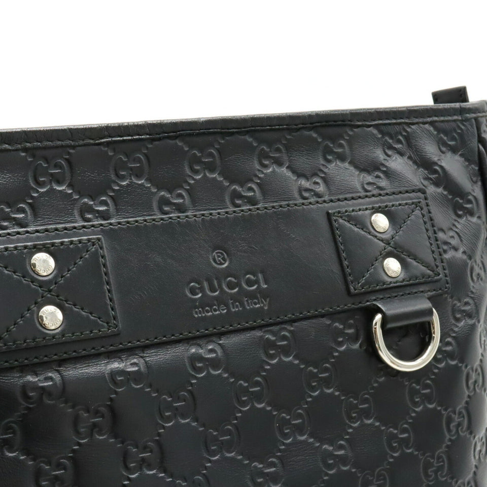 GUCCI sima Shoulder Bag Leather Black 322080