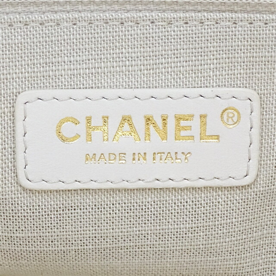 CHANEL Bag Deauville Women's Handbag Shoulder 2way Canvas MM Ivory