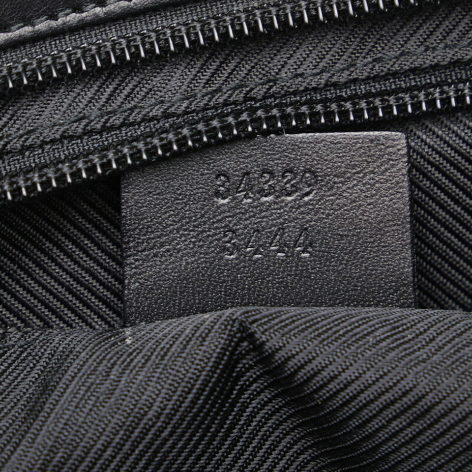 GUCCI tote bag handbag 34339 black canvas leather ladies