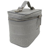 CHRISTIAN DIOR Bag Women's Canvas Vanity Handbag Gray Canage Embroidered Makeup Storage