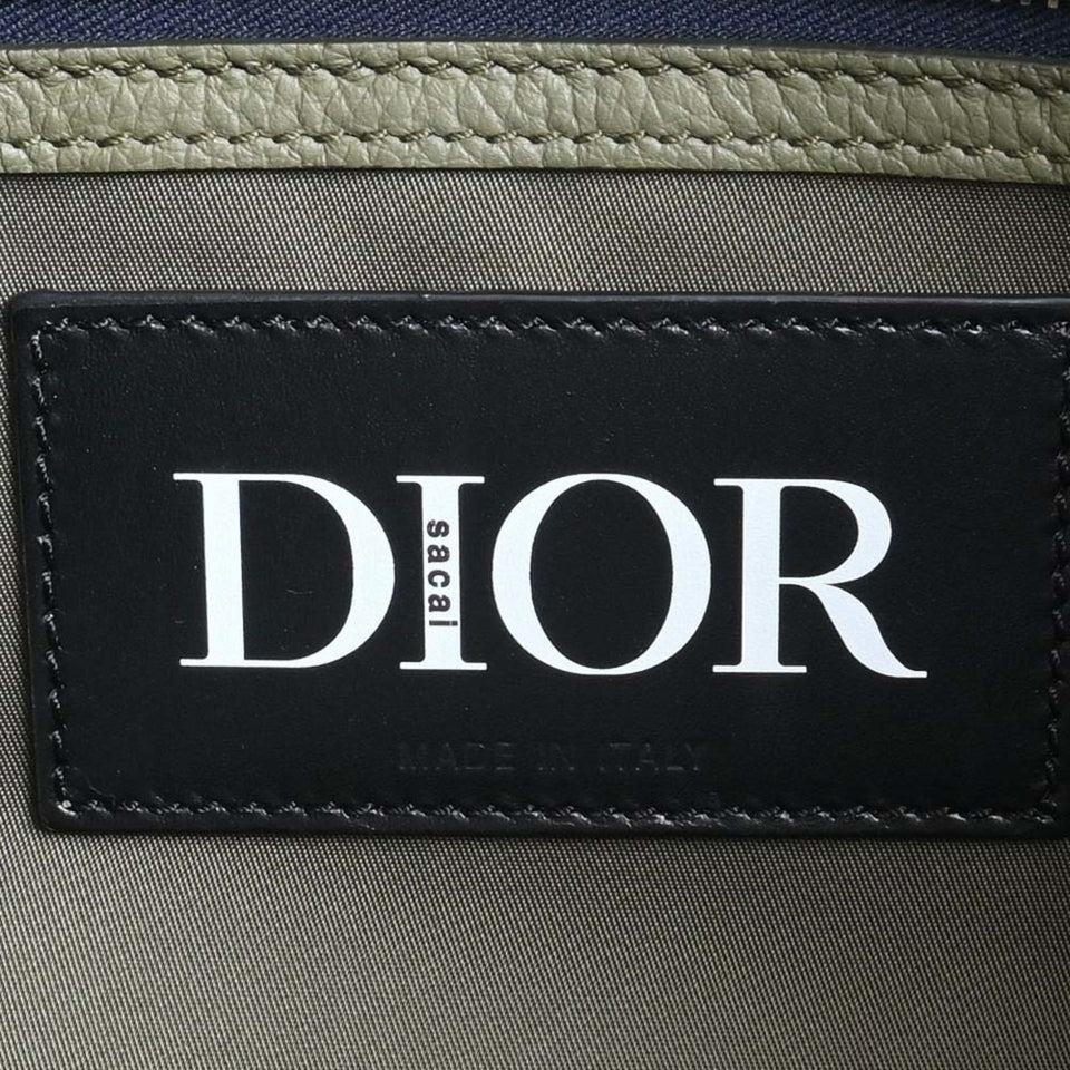 CHRISTIAN DIOR Sacai Collaboration Nylon Saddle Tote Bag Khaki Men's