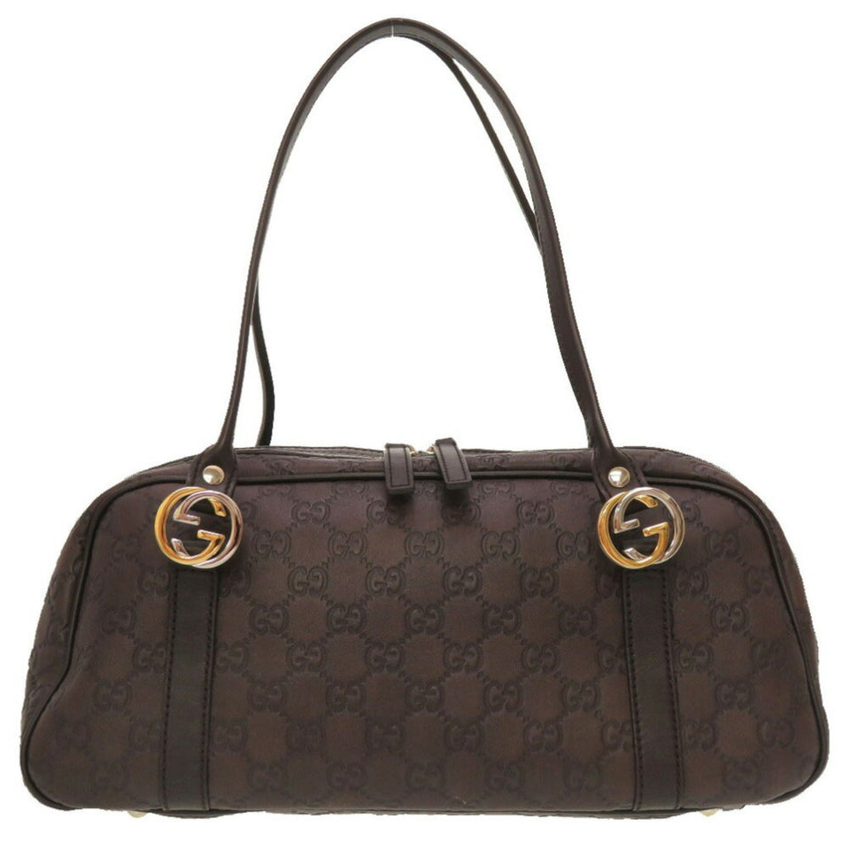 GUCCIsima Leather Brown GG 232958 Boston Bag 0141