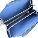 GUCCI Micro Shima Coin Case 544249 Leather Blue Gold Hardware Round Zipper Purse