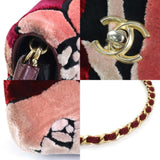 CHANEL Shoulder Bag Crossbody Camellia Coco Mark Velvet/Leather Multicolor/Black Gold Ladies