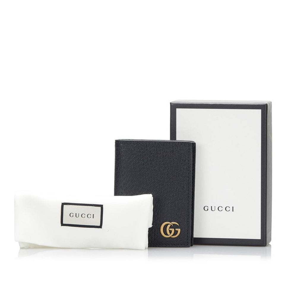 Gucci GG Marmont Double Card Case Business Holder 428737 Black Leather Ladies GUCCI