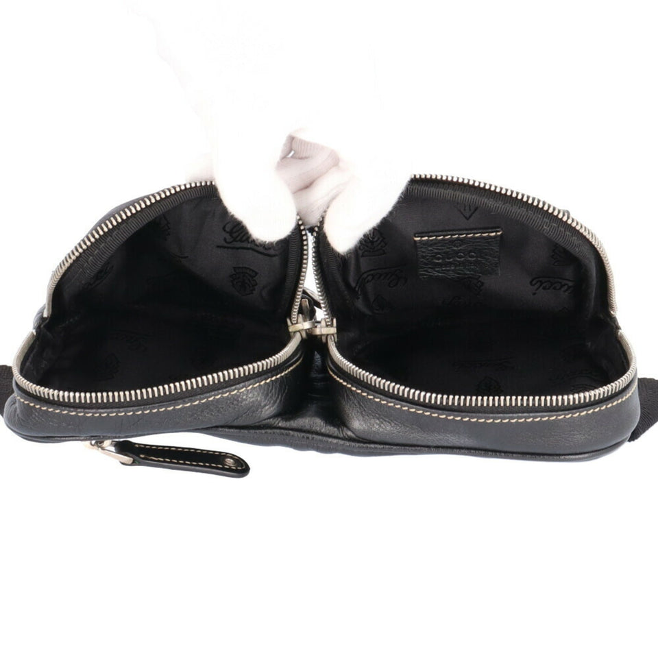 GUCCI Waist Bag Leather Black Men's