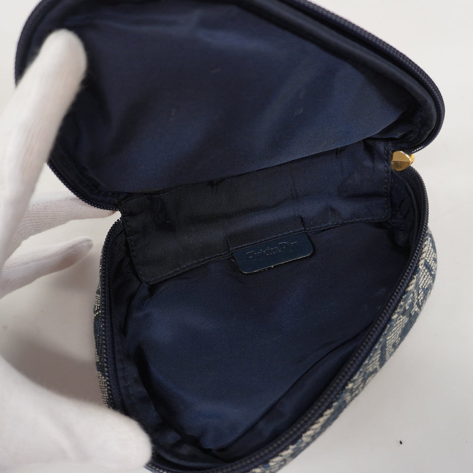 CHRISTIAN DIORAuth  Trotter Saddle Pouch Women's Canvas Pouch Navy