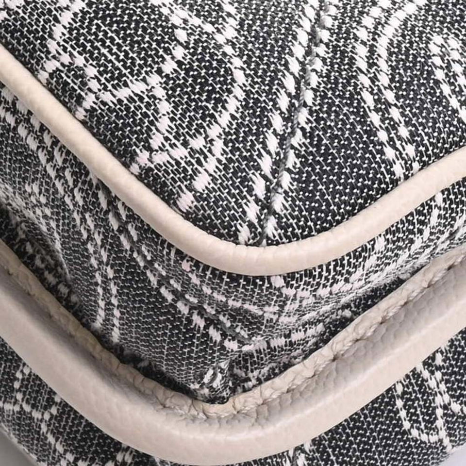 CHANEL Canvas Camellia Coco Mark Chain Shoulder Bag Gray Ladies