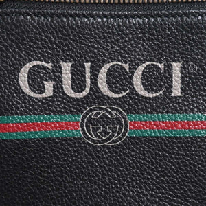 GUCCI Leather Print Shoulder Bag 574803 Black Women's