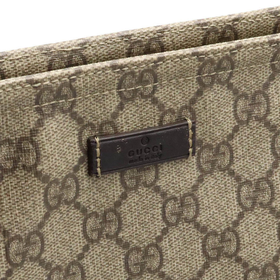 GUCCI GG Supreme Plus Shoulder Bag PVC Leather Beige Brown Dark 201446