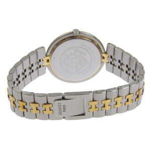 HERMES Profile Watch Vintage Combi Stainless Steel x Gold Plated Silver Quartz Analog Display Boys White Dial