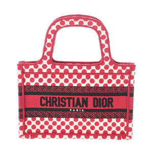 CHRISTIAN DIOR Book Tote Dot Pattern Red White Women's Canvas Bag