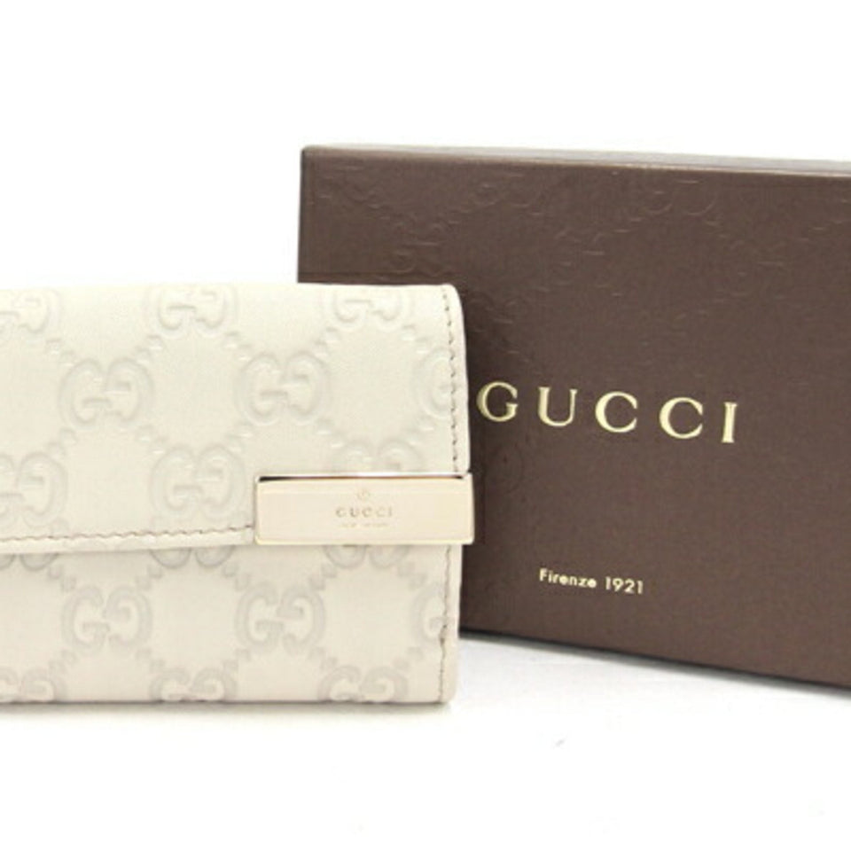 GUCCI Trifold Wallet sima 261502 Ivory Leather Women's