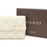 GUCCI Trifold Wallet sima 261502 Ivory Leather Women's