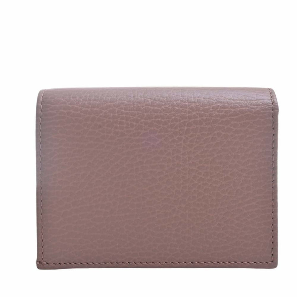 GUCCI GG Marmont Leather Bifold Wallet 456126 Pink Beige Women's