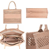 CHRISTIAN DIOR Handbag Tote Bag Embroidered Mesh BOOK TOTE Medium Canvas Pink Ladies