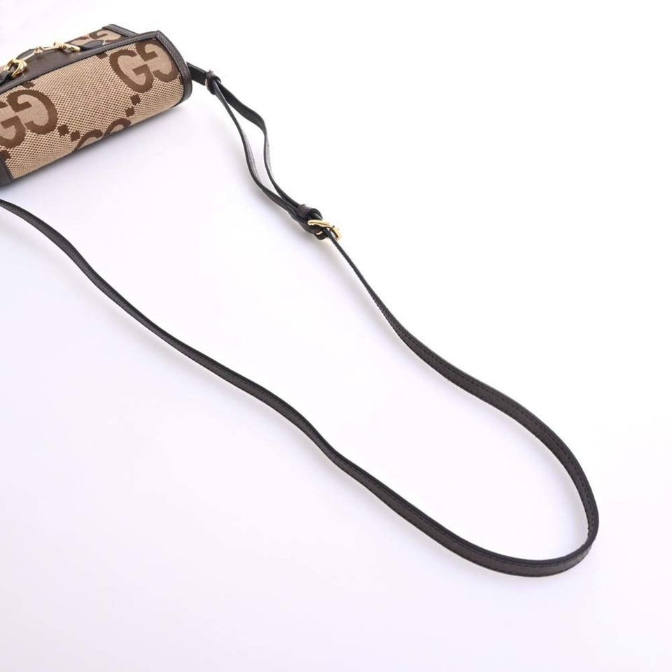 GUCCI Horsebit 1955 Jumbo GG Canvas Leather Shoulder Bag 699296 Beige/Brown Women's