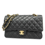CHANELAuth  Matelasse W Flap W Chain Women's Leather Shoulder Bag Black