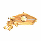 CHANEL Beret Motif Ribbon Brooch Gold Women's