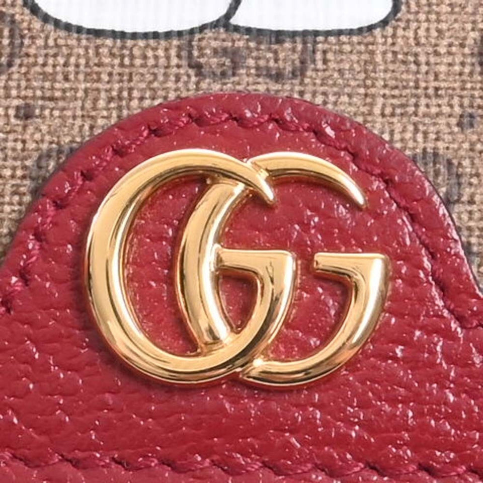 GUCCI GG Supreme Bifold Wallet Doraemon Collaboration 647788 Brown Red Ladies