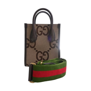 GUCCI Jumbo GG Canvas Leather Tote Bag Shoulder 699406 Beige/Brown Women's