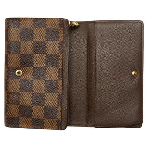 LOUIS VUITTON Damier Portomone Vietresor Bifold Wallet N61730 Brown PVC Leather Women's
