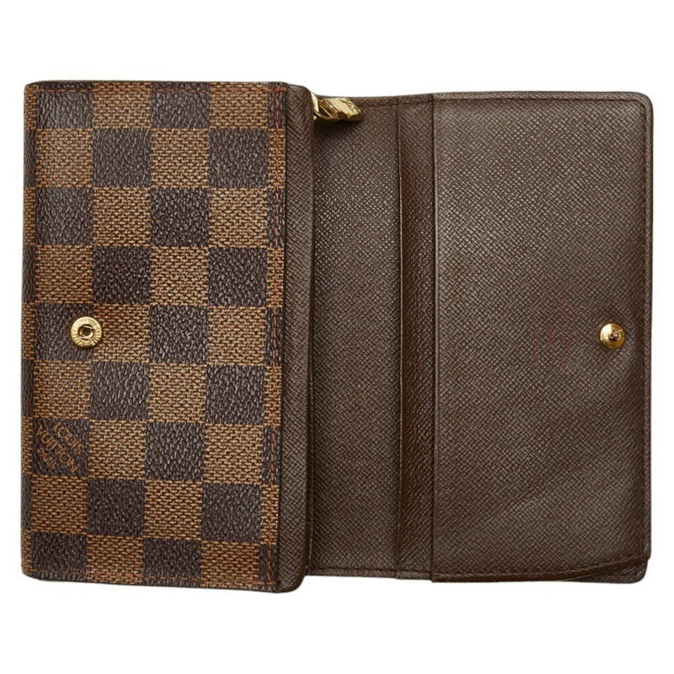 LOUIS VUITTON Damier Portomone Vietresor Bifold Wallet N61730 Brown PVC Leather Women's