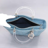 CHRISTIAN DIOR lady large 2way hand shoulder bag denim blue Lady