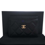 CHANEL Caviar Skin Matelasse Coco Mark Card Case Black Ladies