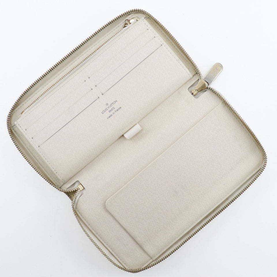 LOUIS VUITTON Zippy Organizer Long Wallet N60012 Damier Azur Canvas France Year 2008 White VI1088 Zipper Unisex