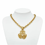 CHANEL Triple Coco Mark Necklace Gold Plated Men's