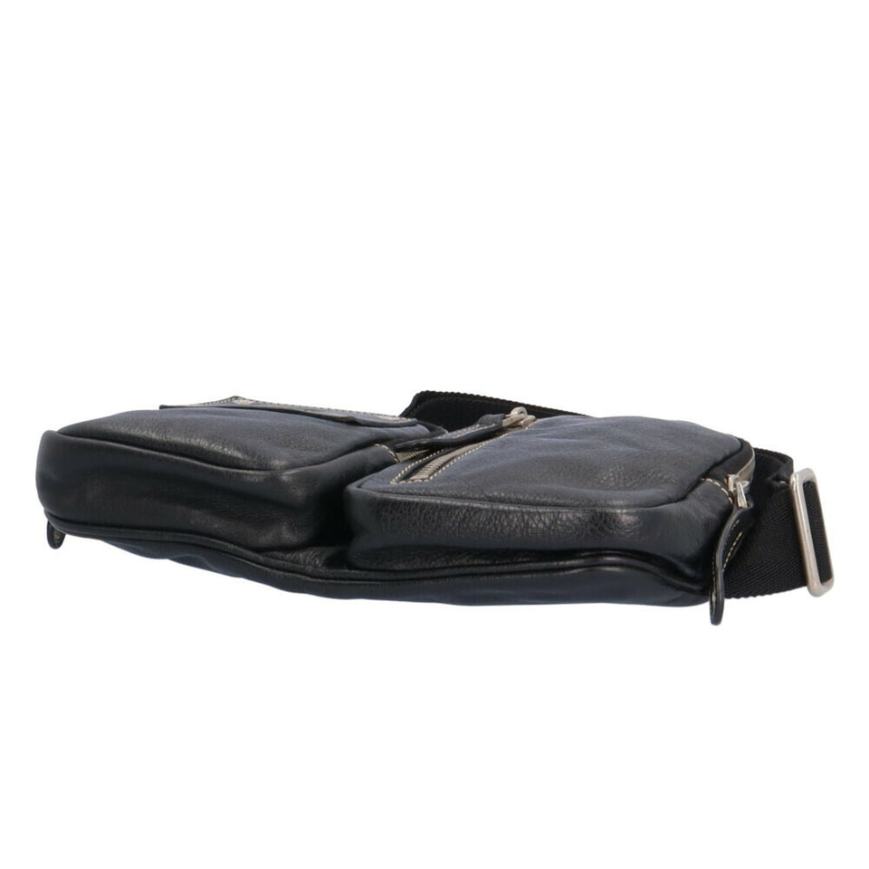 GUCCI Waist Bag Leather Black Men's