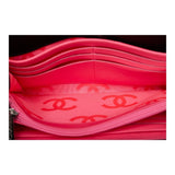 CHANEL Cambon Line Coco Mark Long Wallet Black Pink Lambskin Ladies
