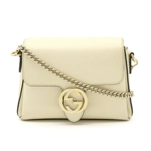 GUCCI Interlocking G Chain Shoulder Bag Clutch Ivory 607720